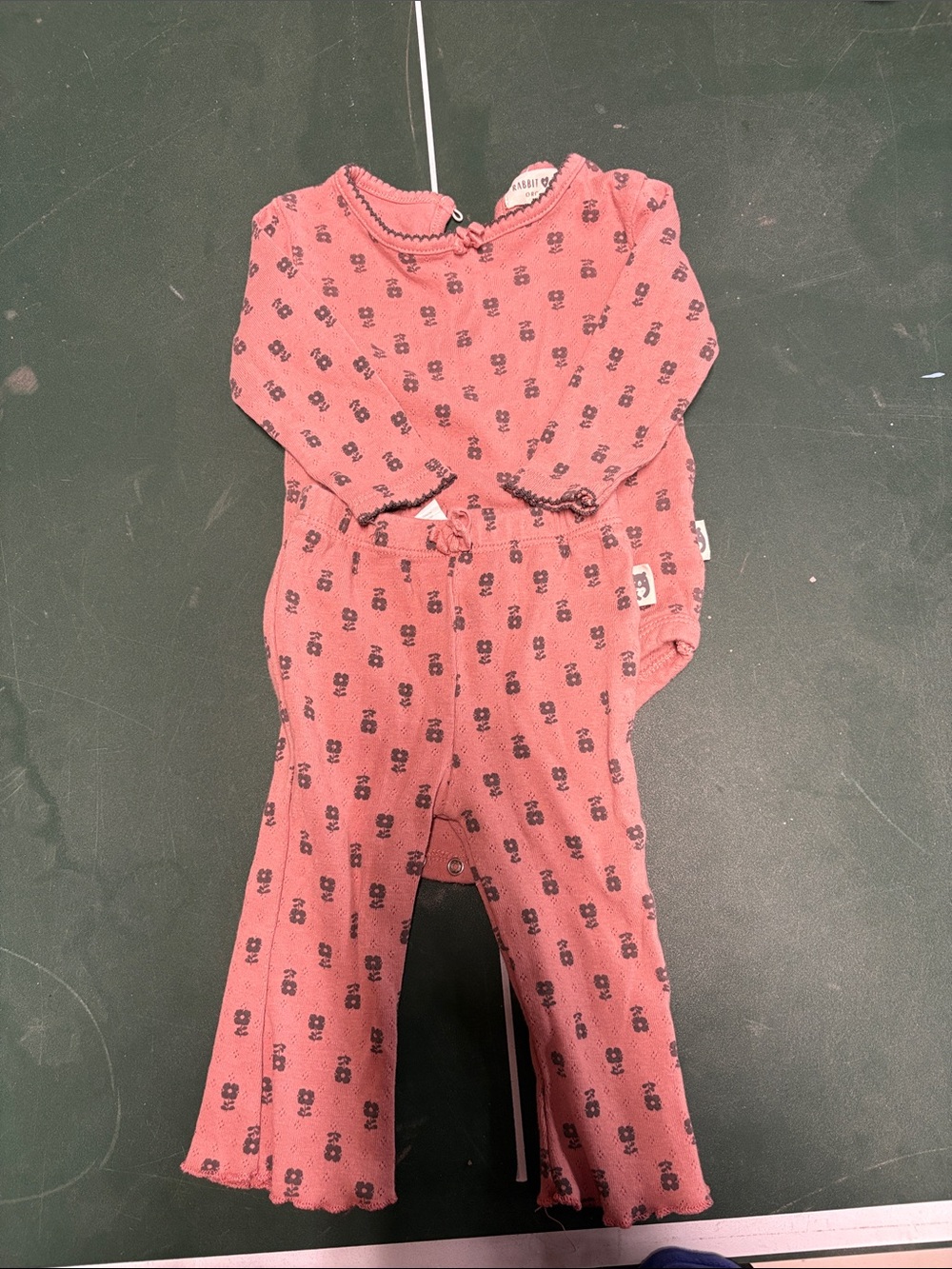 Baby Pink Floral Print Matching Bodysuit Set
